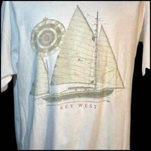 Key West T Shirt Sailboat Size XL White Hanes Florida‎ Extra Large Ship Cotton